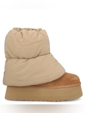 UGG Chestnut Brown Shearling-Lined Ankle Booties with Puffer Cuff 39 8 fits 8.5